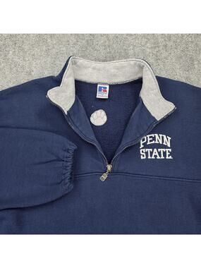 Vintage Penn State Sweatshirt Mens XL Blue 1/4 Zip Russell Athletic Pullover USA